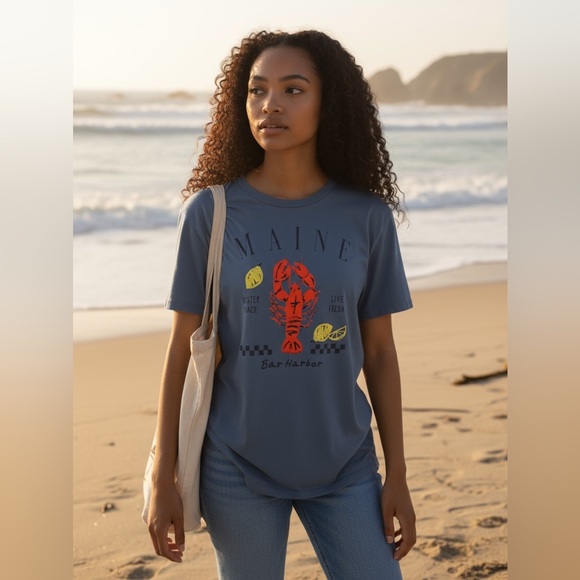 Tops - #420. Maine Lobster Shack Graphic Tee - Blue